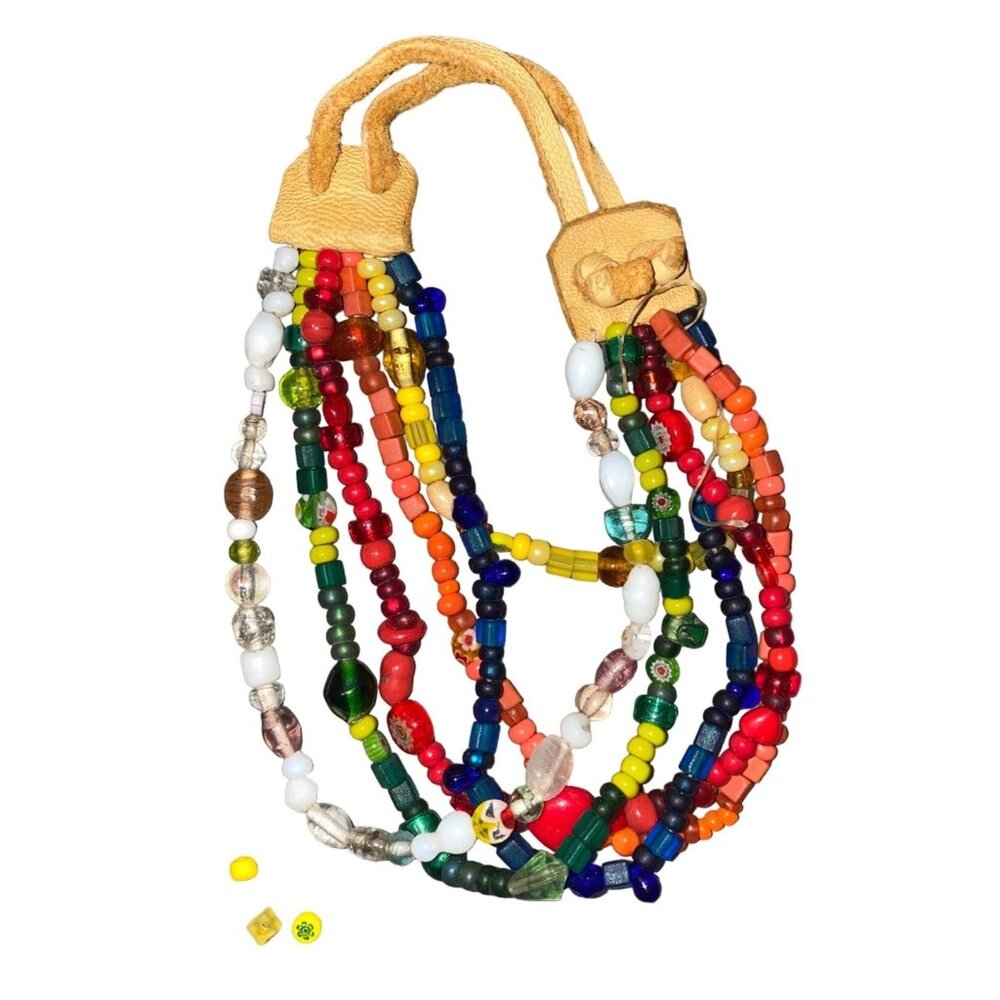 Bracelet Bead Leather Adjustable Multicolor